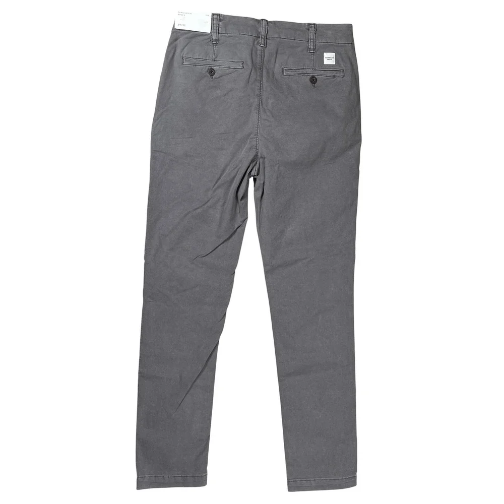New American Eagle Slim Lived-In Khakis Mens 29x32 Gray Flex Stretch Chino Pants